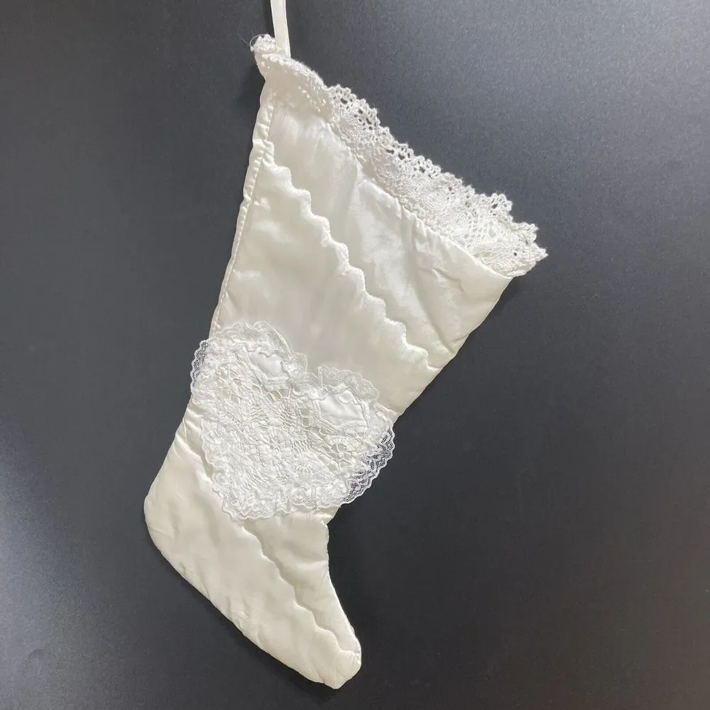Christmas Stocking Shabby Chic White Vintage‎ Lace Handmade 20